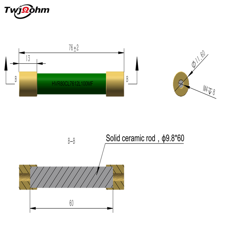 HVR80CL7612L100MF thick film high-voltage resistor