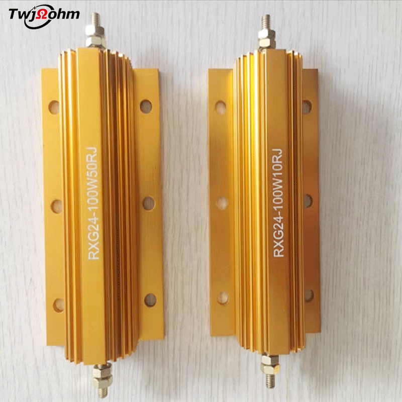 RX24 high-power 100W1RJ0.5R10R6R1K100R300R500R gold aluminum shell discharge decoding current limiting automotive resistor