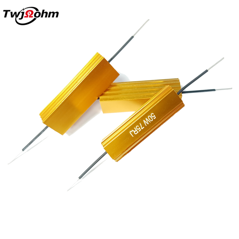 RX24-50W high-power gold aluminum shell resistor 18R2R1R6R5R10R75 ohm current limiting discharge decoder
