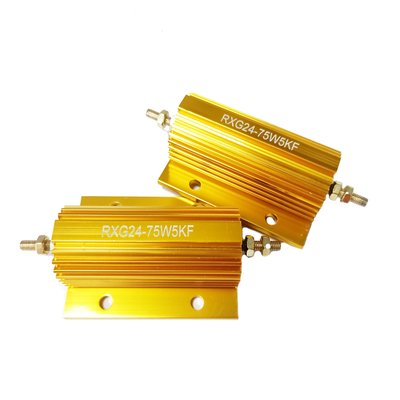 RX24-75W gold high-power aluminum shell resistor 1K2K8R10R33R50R120R500R heat dissipation pre charge and discharge