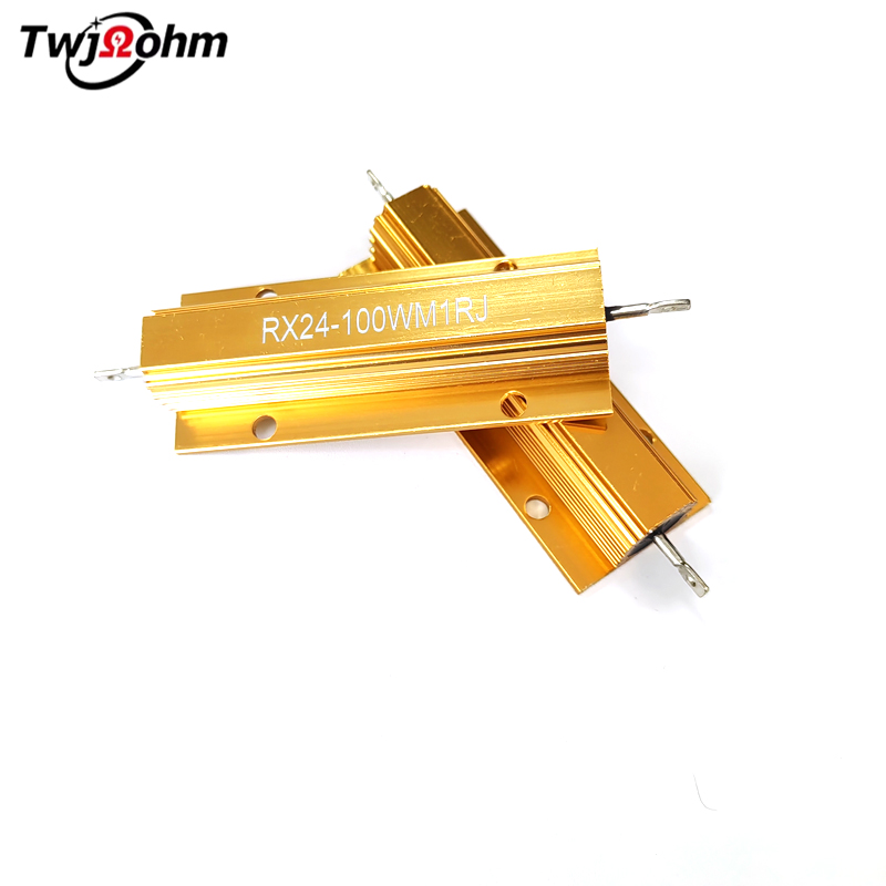 RX24-100WM high-power gold aluminum shell resistor 18R2R1R6R5R10R75 ohm current limiting discharge decoder