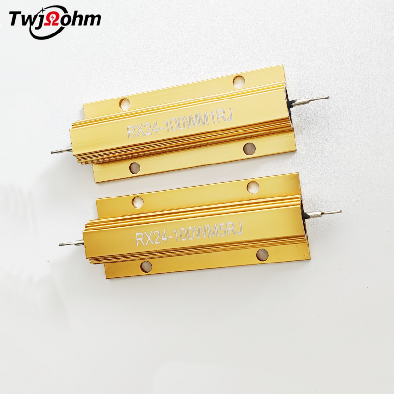 RX24-100WM high-power gold aluminum shell resistor 18R2R1R6R5R10R75 ohm current limiting discharge decoder
